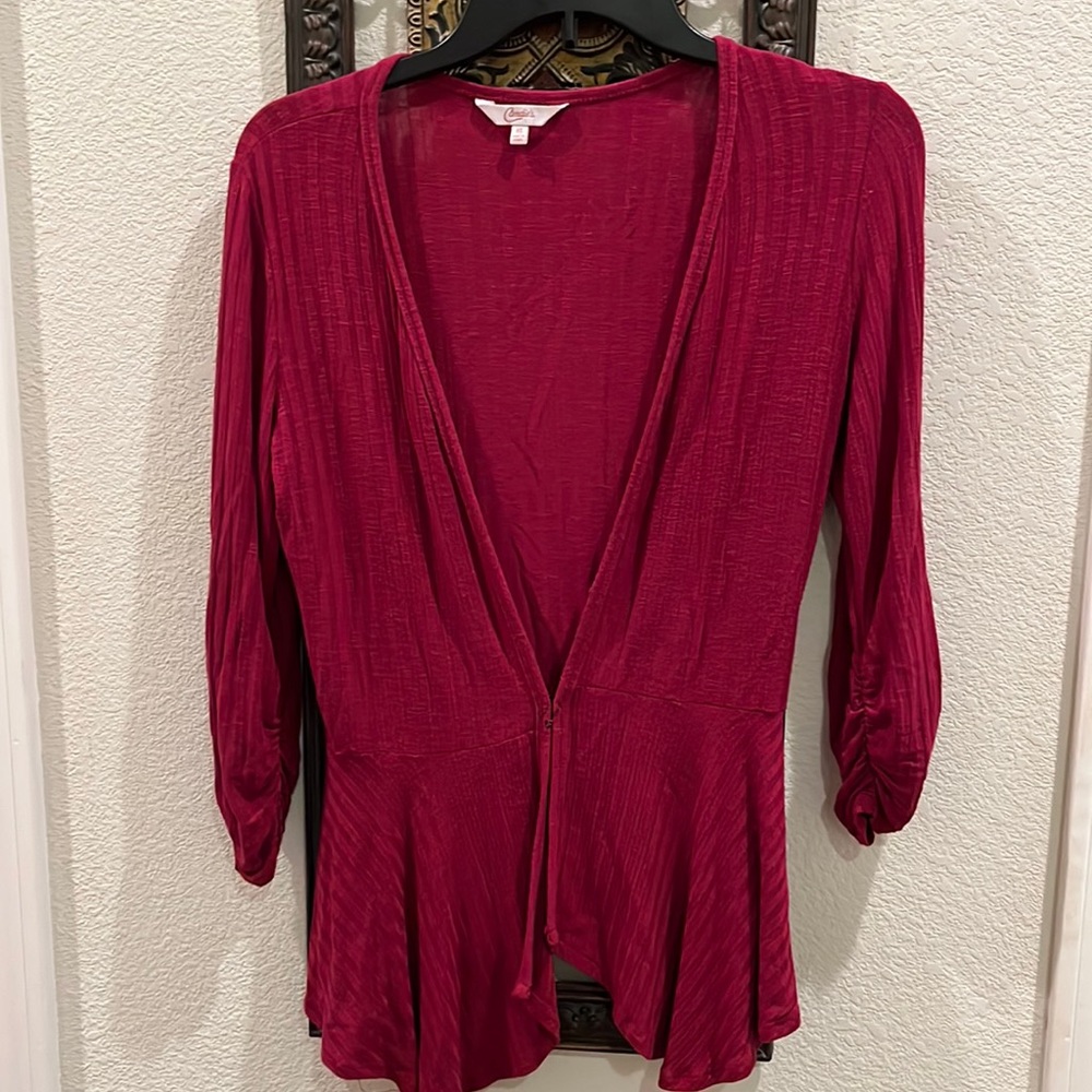 Sweater like cover up in off red in XS.